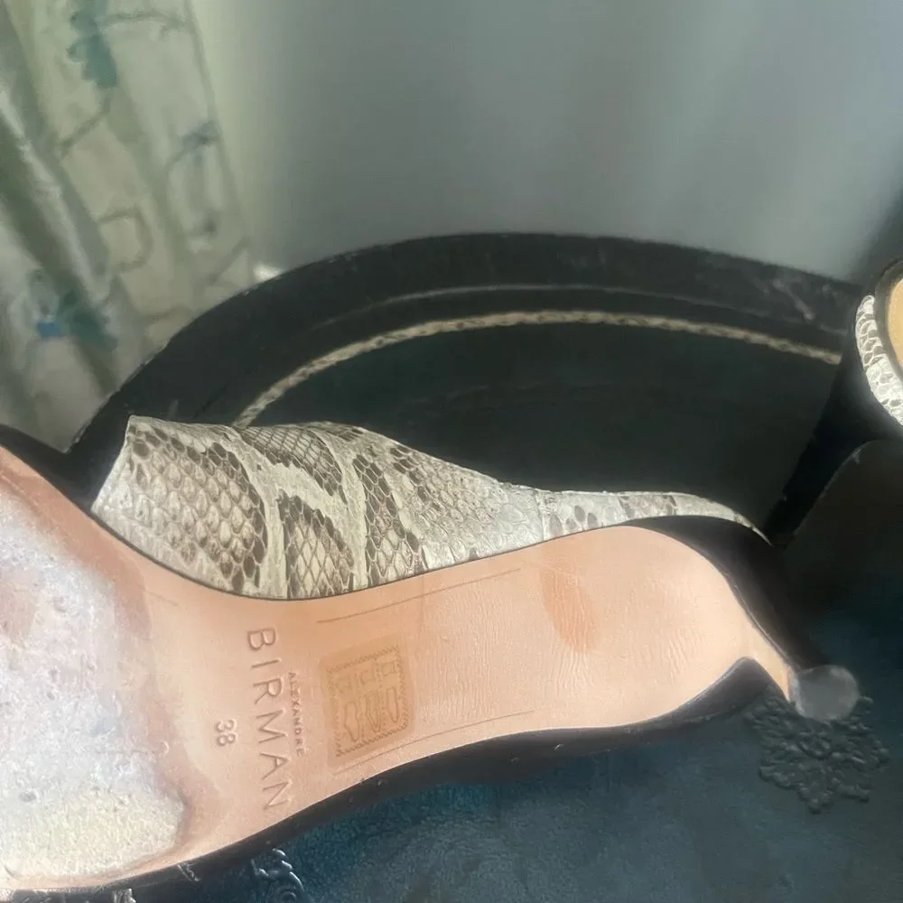 Alexandre Birman Black and Snake Print Heels